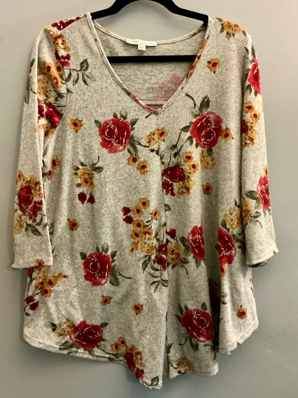 Green Envelope Los Angeles Floral Swing Tunic Top 1X
